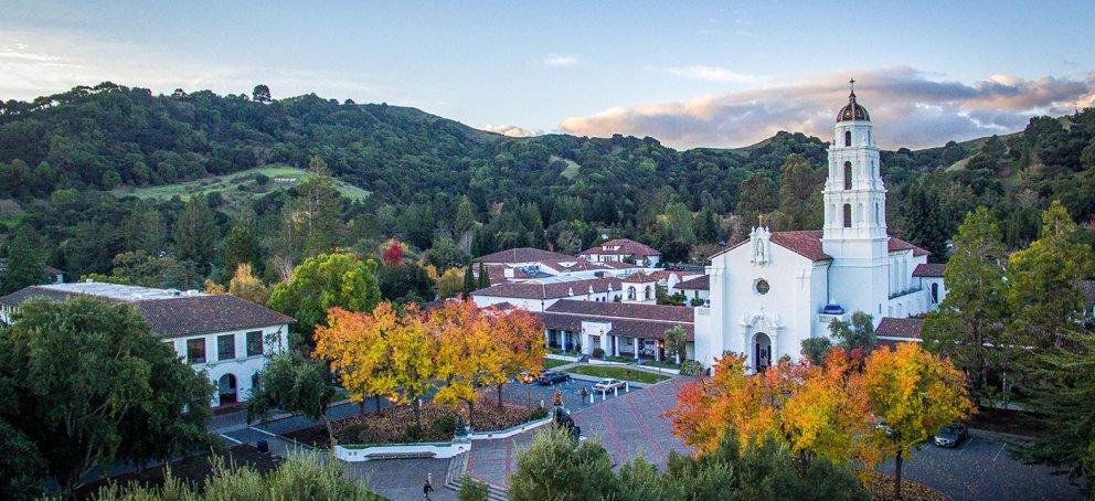 aerial photo of saint mary's college chapel